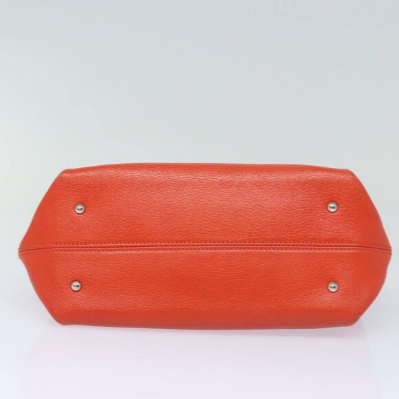 Salvatore Ferragamo Gancini Hand Bag Leather 2way Orange Auth - Picture 5 of 15